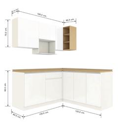 ชุดครัว L-shape รุ่นเตตริส โมเดล B ขนาด 180 ซม. - สีขาว