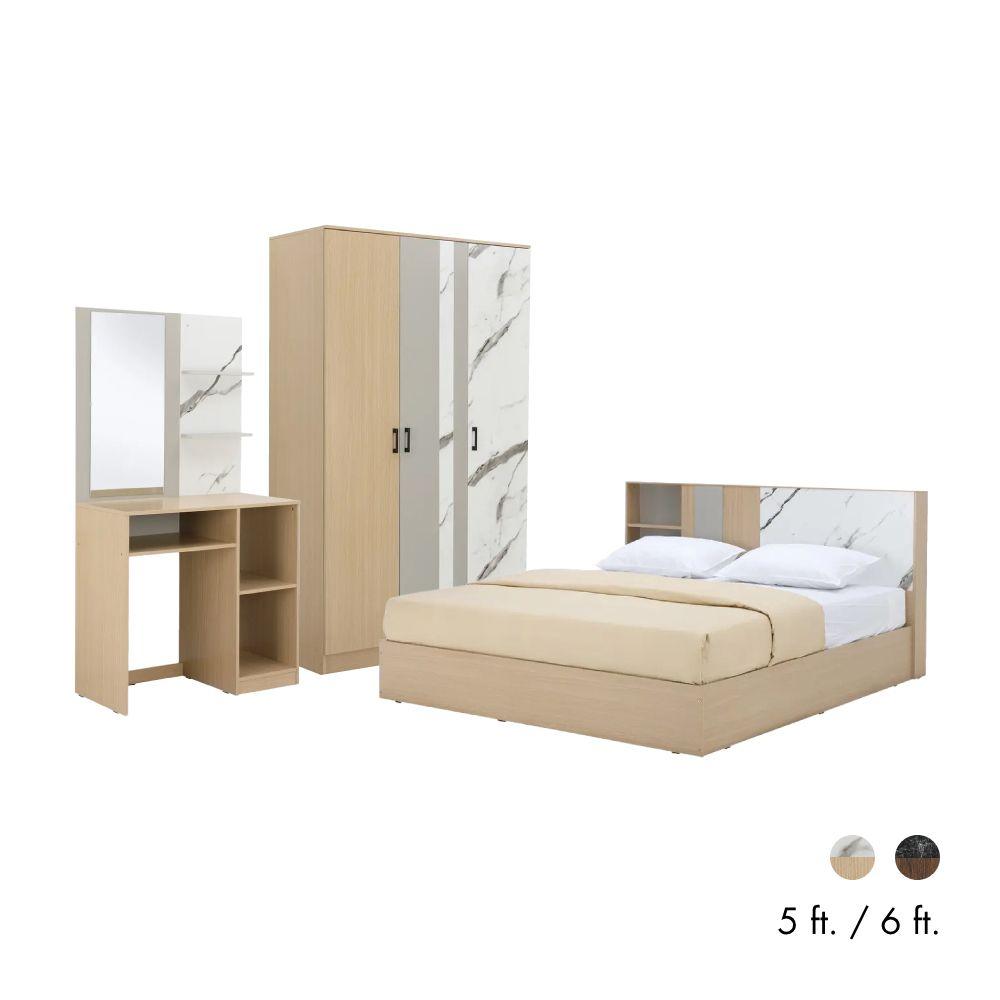 Furinbox ชุดห้องนอน รุ่นแมกโนเลีย (เตียง, ตู้เสื้อผ้า 3 บาน, โต๊ะเครื่องแป้ง)