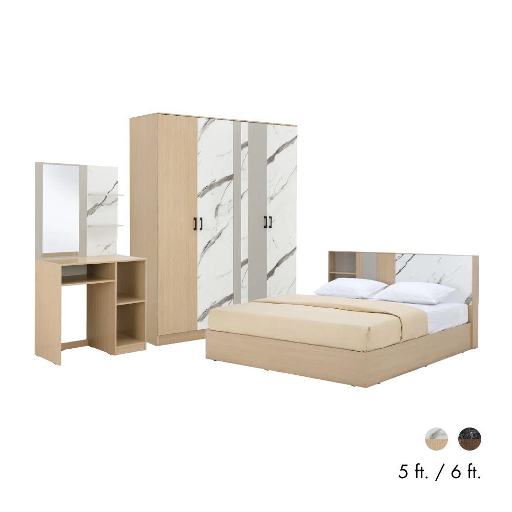 Furinbox ชุดห้องนอน รุ่นแมกโนเลีย (เตียง, ตู้เสื้อผ้า 4 บาน, โต๊ะเครื่องแป้ง)