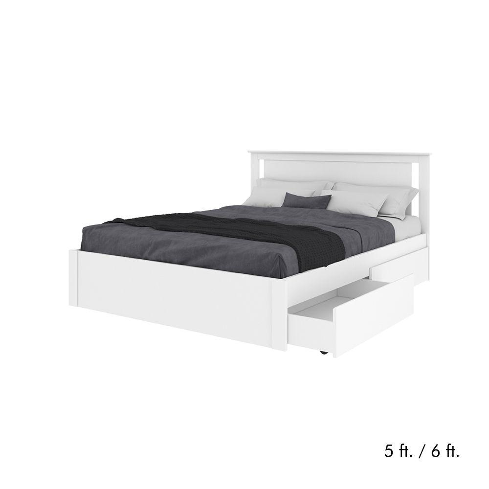 เตียงนอน พร้อมกล่องเก็บของใต้เตียง รุ่นโรม - สีขาว