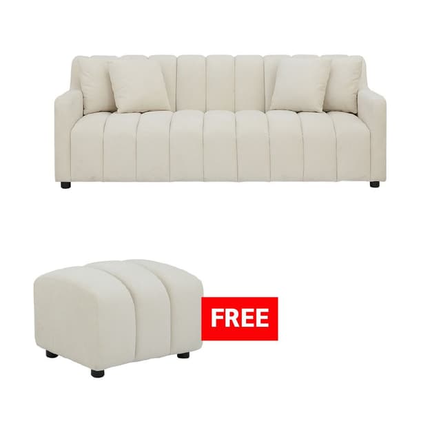ซื้อโซฟาผ้า 3 ที่นั่ง รุ่นซูริ แถมฟรี! สตูลผ้า รุ่นซูริ