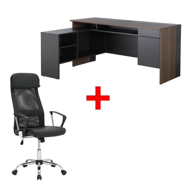 ซื้อชุดโต๊ะทำงาน รุ่นลาร่า พร้อมเก้าอี้สำนักงานพนักพิงสูง รุ่นบริค ราคาพิเศษ!