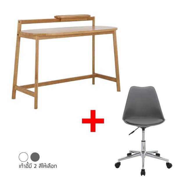 ซื้อโต๊ะทำงาน รุ่นวาซาบิ-เรียว ขนาด 120 ซม. พร้อมเก้าอี้สำนักงานพนักพิงเตี้ย รุ่นรามิ ราคาพิเศษ!