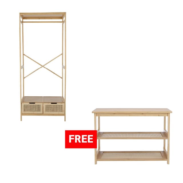 ซื้อโครงตู้เสื้อผ้าพร้อมลิ้นชัก รุ่นสาน แถมฟรี! ชั้นรองเท้า 2 ชั้น รุ่นสาน