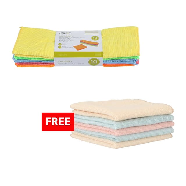 ซื้อผ้าไมโครไฟเบอร์ รุ่นแอบซอร์บบี้ (10 ชิ้น/ชุด) แถมฟรี! ผ้าไมโครไฟเบอร์ รุ่นแอบซอร์บบี้ (5 ชิ้น/ชุด)