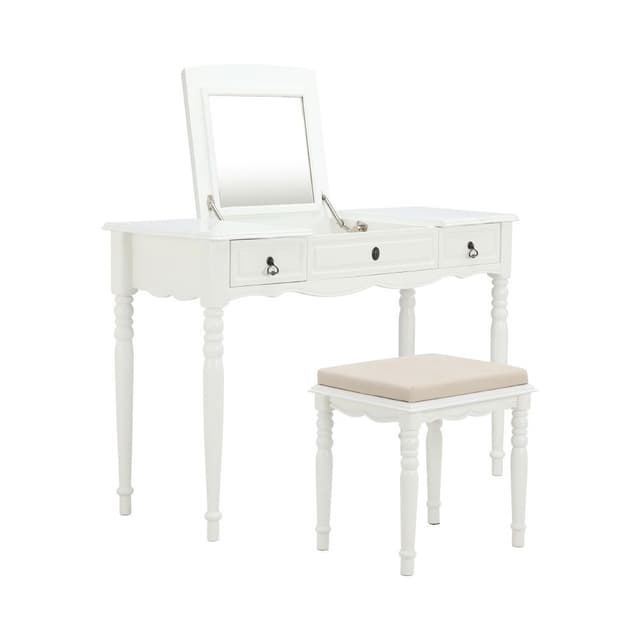 โต๊ะเครื่องแป้งพร้อมสตูล รุ่นอนาสตาเซียพลัส - สีขาว