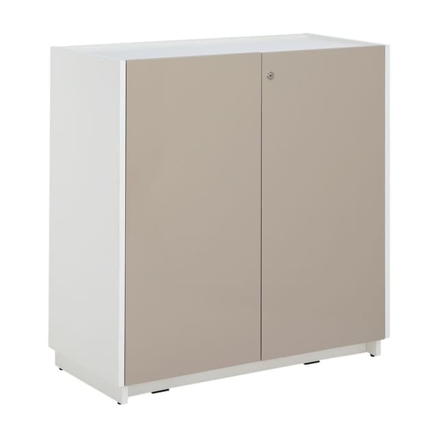 ตู้เอกสารเตี้ย รุ่นสไตล์โล่ พลัส ขนาด 84 ซม. - สีขาว/เบจ