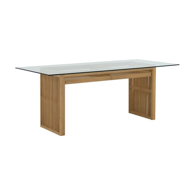 โต๊ะอาหารกระจก รุ่นวินเซอร์ ขนาด 200 ซม. - สีวอร์ม โอ๊ค