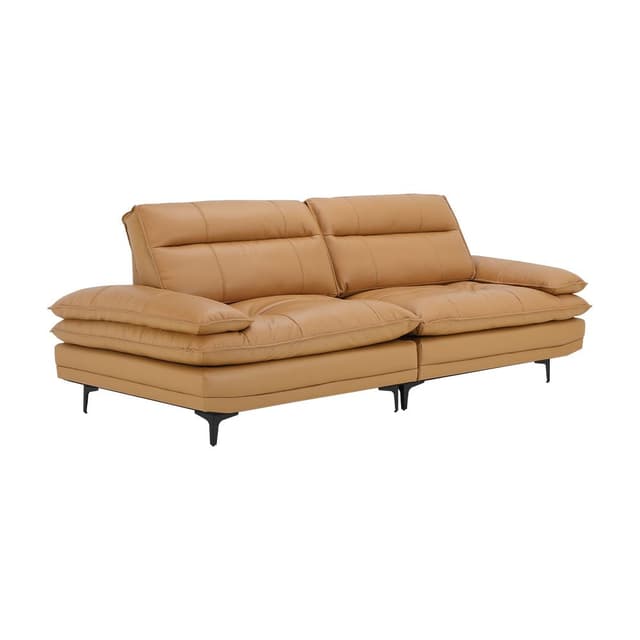โซฟาหนังแท้ผิวสัมผัสปรับนอน 3 ที่นั่ง รุ่นมิเลน่า - สีน้ำตาลอ่อน
