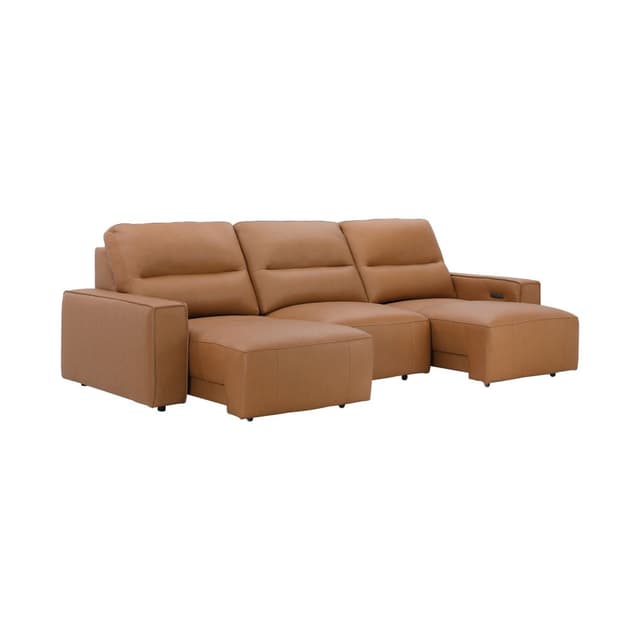 โซฟาหนังแท้ผิวสัมผัสปรับนอนไฟฟ้า 3 ที่นั่ง รุ่นแม็กเคนน่า - สีน้ำตาล