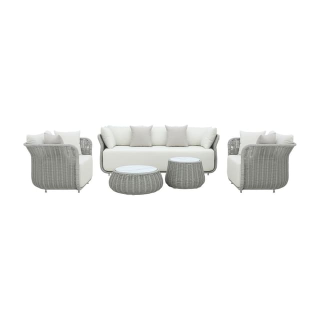 ชุดโซฟาสนาม รุ่นชวา (โต๊ะกลาง ขนาด 75 และ 60 ซม.) - สีเทา