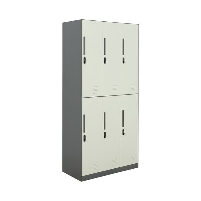ตู้เหล็กล็อคเกอร์ 6 ช่อง รุ่นโครนอส - สีขาว/เทา