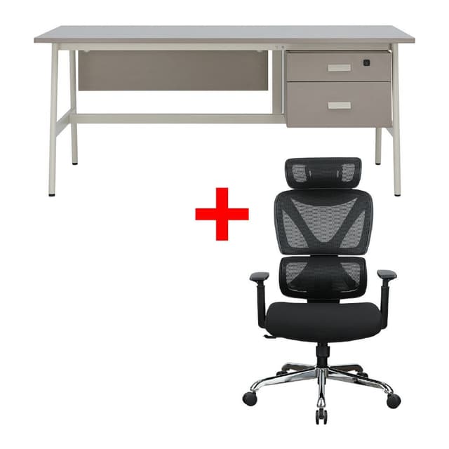 ซื้อโต๊ะผู้บริหาร รุ่นยังโนเบิล ขนาด 180 ซม. - สีโทป/ขาว พร้อมเก้าอี้สำนักงาน รุ่นเอ็กโกโนมิก ราคาพิเศษ!