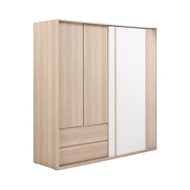 ตู้บานสไลด์ รุ่นวาร่า มิกซ์ ขนาด 200 ซม. - สีเลอบาน่า โอ๊ค/ขาว