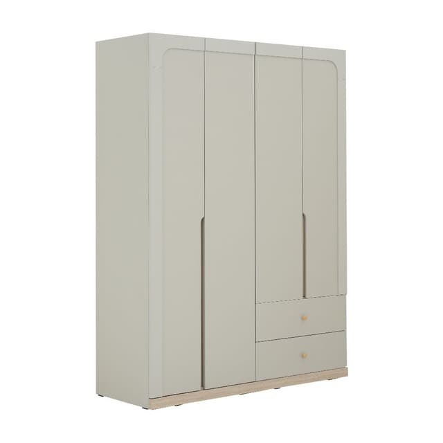 ตู้เสื้อผ้า 4 บาน รุ่นเมลเบิร์น - สีหินทราย/เลอบาน่า โอ๊ค