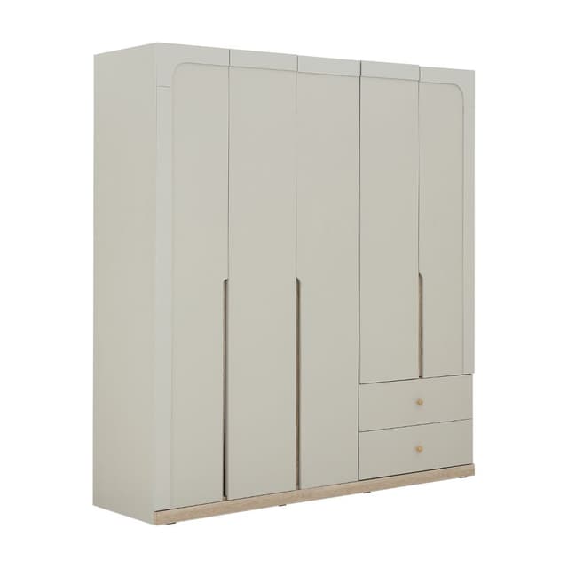 ตู้เสื้อผ้า 5 บาน รุ่นเมลเบิร์น - สีหินทราย/เลอบาน่า โอ๊ค