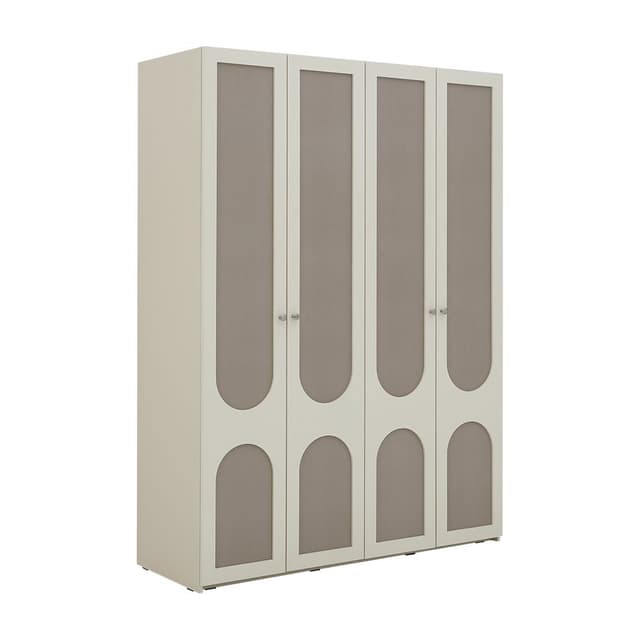 ตู้เสื้อผ้า 4 บาน รุ่นฟลอเรนซ์ - สีขาวงาช้าง/แฟบริค วูล