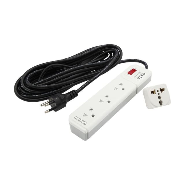 ปลั๊กไฟ 3 ช่อง 1 สวิตซ์ รุุ่นดาต้า ขนาด 5 เมตร. - สีเทา