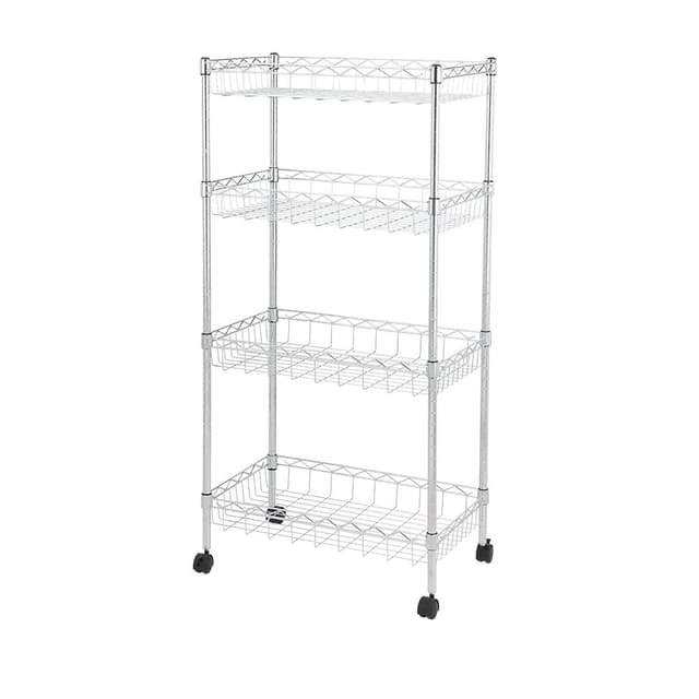 ชั้นวางของ 4 ชั้น พร้อมล้อ รุ่นเวลเน็ท ขนาด 60 x 35 x 120 ซม. - สีเงินโครเมี่ยม