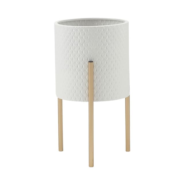 กระถางพร้อมขาตั้ง รุ่นลักซ์-เฟลิเซีย สูง 40 ซม. - สีขาว/ทอง