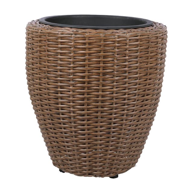 กระถางพลาสติกสาน รุ่นเดลตัน ความสูง 37 ซม. - สีน้ำตาลอ่อน