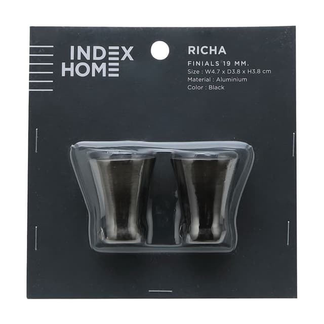 หัวท้ายรางม่าน รุ่นริช่า ขนาด 19 มม. - สีดำ