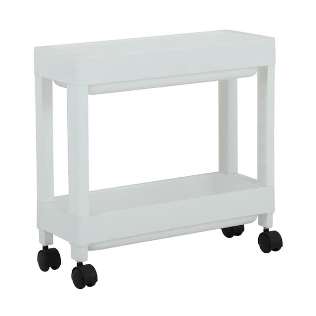 ชั้นวางของ 2 ชั้น พร้อมล้อ รุ่นโคริโนะ - สีขาว