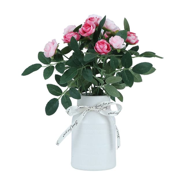 กุหลาบในแจกันเซรามิก รุ่นแอนนา - สีชมพู
