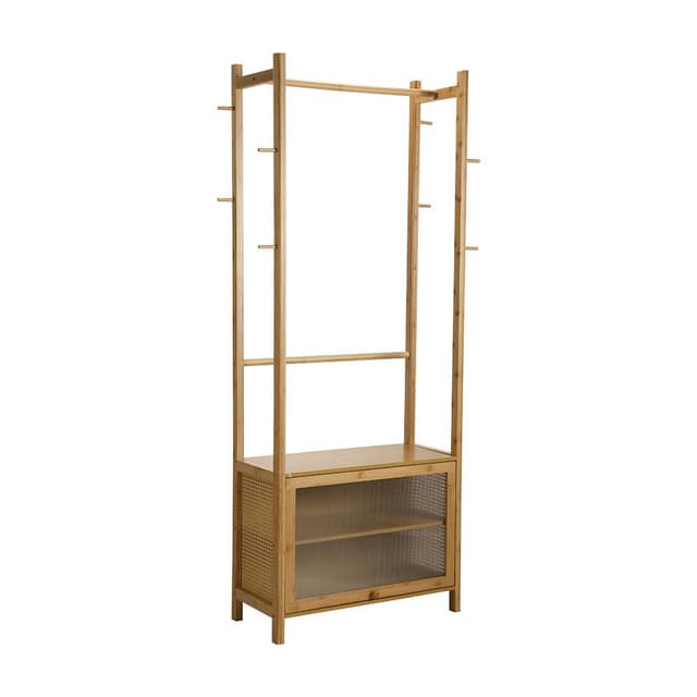 โครงตู้เสื้อผ้าพร้อมตู้บานเปิด รุ่นโทชิโนะ - สีธรรมชาติ