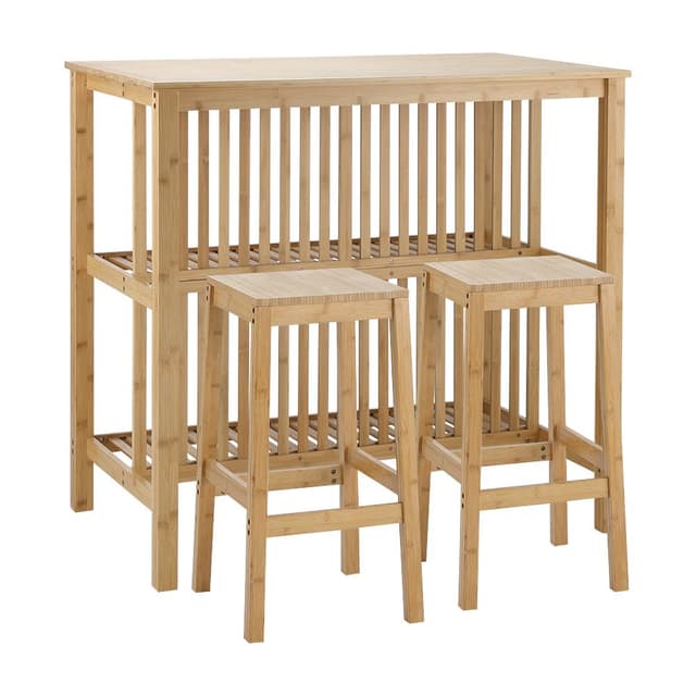 โต๊ะอเนกประสงค์พร้อมเก้าอี้บาร์ รุ่นโอนิซึกะ - สีธรรมชาติ