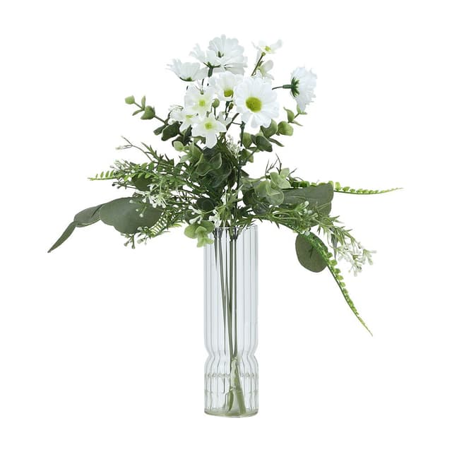 ดอกไม้ในแจกันแก้ว รุ่นอาริน - สีขาว/ใสโปร่ง