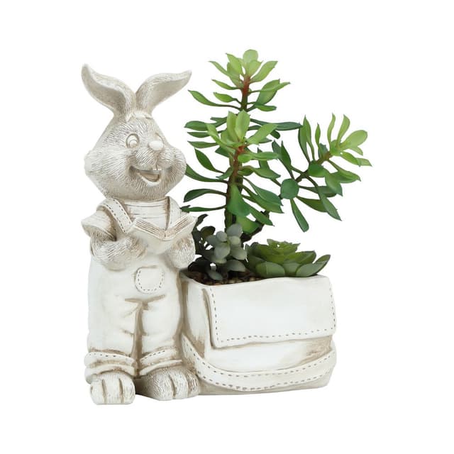 พืชอวบน้ำในกระถาง รุ่นแร็บบี้ ขนาด 29 x 19 x 30.5 ซม. - สีเขียว/ขาว