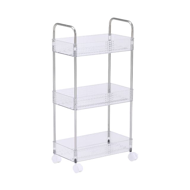 ชั้นวางของในห้องน้ำ 3 ชั้น พร้อมล้อ รุ่นคาร์ลอส - ใสโปร่ง