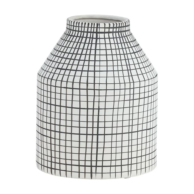 แจกันตั้งโต๊ะ รุ่นชิคค่า ขนาด 10 นิ้ว - สีขาว/ดำ