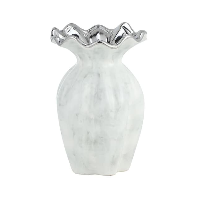 แจกันตั้งโต๊ะ รุ่นไดอะน่า ขนาด 8.5 นิ้ว - สีขาว/เงิน