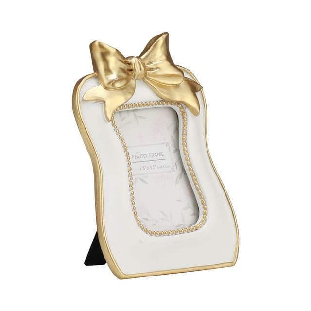 กรอบรูป รุ่นโบว์โบลี่ ขนาด 2.5 x 3.5 นิ้ว - สีขาว/ทอง