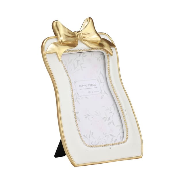 กรอบรูป รุ่นโบว์โบลี่ ขนาด 4 x 6 นิ้ว - สีขาว/ทอง