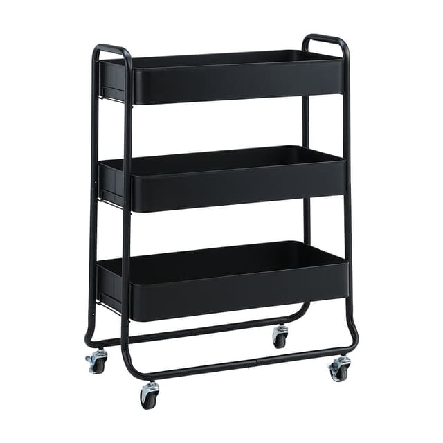 ชั้นวางของ 3 ชั้นพร้อมล้อ รุ่นบรูซ - สีดำ