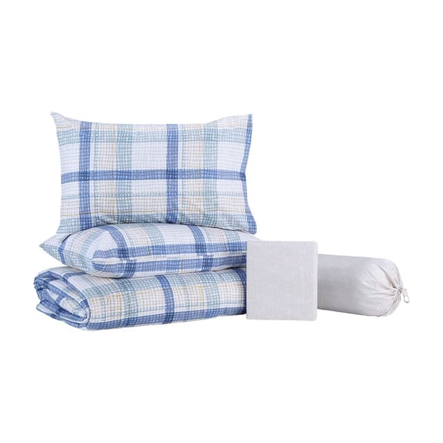 ชุดผ้าปูที่นอน รุ่นออเดรย์ ขนาด 6 ฟุต (6 ชิ้น/ชุด) - สีน้ำเงิน