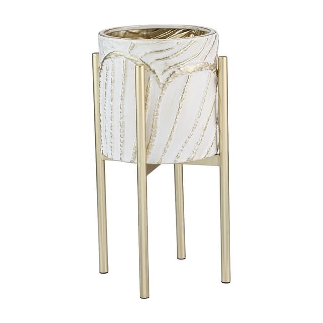 กระถางพร้อมขาตั้ง รุ่นโอราลิน ขนาด 20.5 x 43.5 ซม. - สีขาว/ทอง