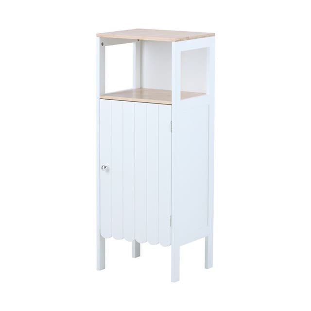 ชั้นวางอเนกประสงค์พร้อมตู้บานเปิด รุ่นอาคิระ สูง 95.5 ซม. - สีขาว/ธรรมชาติ