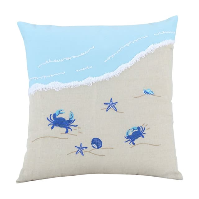 หมอนอิง รุ่นบีช เฮาส์ ขนาด 45 x 45 ซม. - สีเบจ/น้ำเงิน