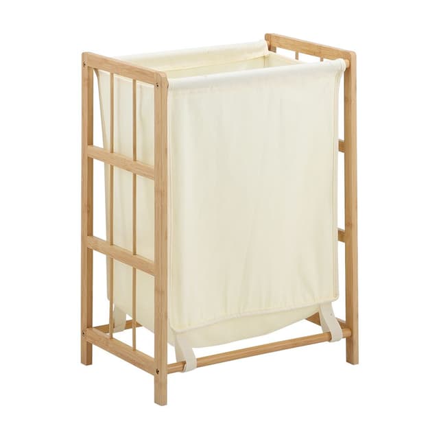 ตะกร้าใส่ผ้า รุ่นชินกะ ขนาด 45 x 30 x 60 ซม. - สีขาว/ธรรมชาติ