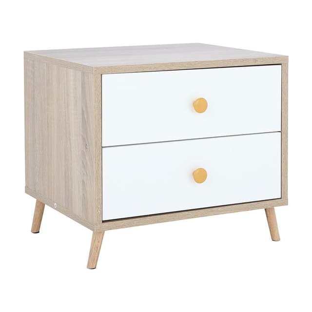 Furinbox ตู้ข้างเตียง รุ่นออร์คิด ขนาด 45 ซม. - สีธรรมชาติ/ขาว