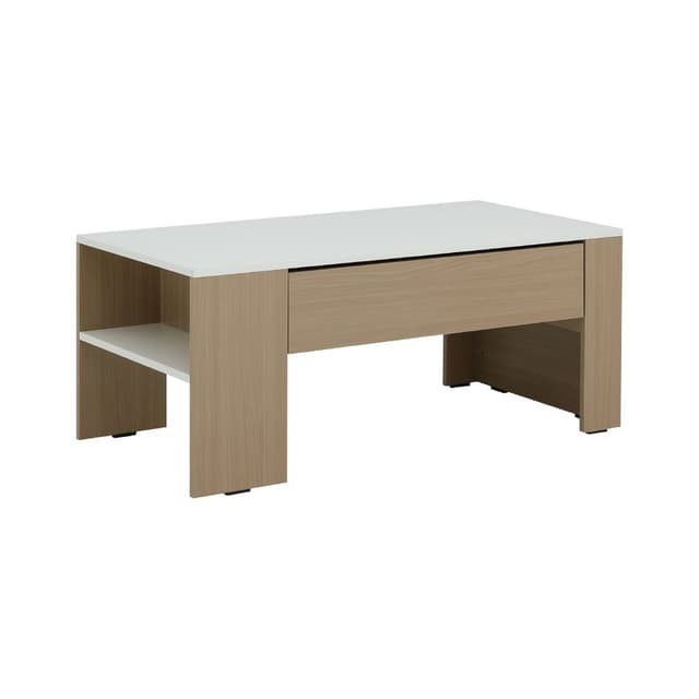 Furinbox โต๊ะกลางพร้อมลิ้นชัก รุ่นมาเรีย ขนาด 100 ซม. - สีธรรมชาติ/ขาว